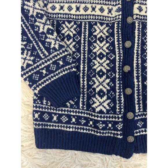 Vintage Womens XL Vintage Wool Cardigan Knit Sweater Button Up Fair Isle Nordic - Picture 9 of 9